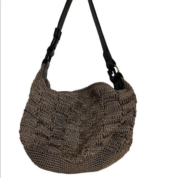 The Sak Boho Knit String hobo baguette shoulder bag Y2K - Picture 2 of 9